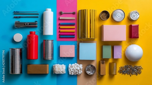 Colorful Flat Lay of Packaging and Product Components