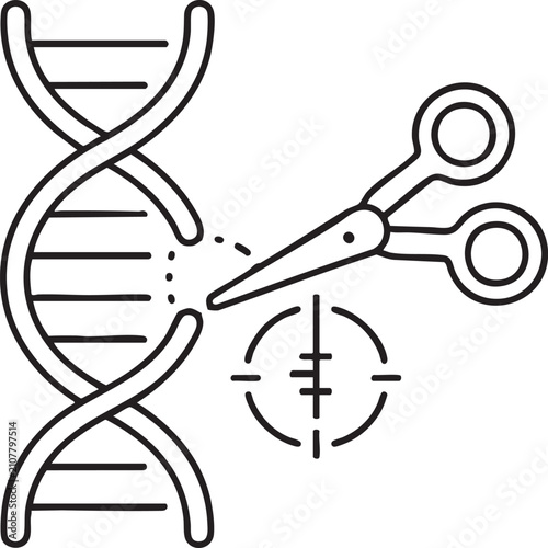 DNA Gene Editing CRISPR Technology Icon Outline Vector Illustration
