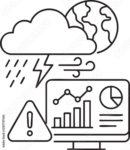 Climate Risk Analytics Dashboard Icon Minimalist Outline Vector