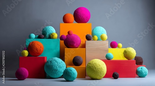 Colorful Geometric Display with Textured Spheres
