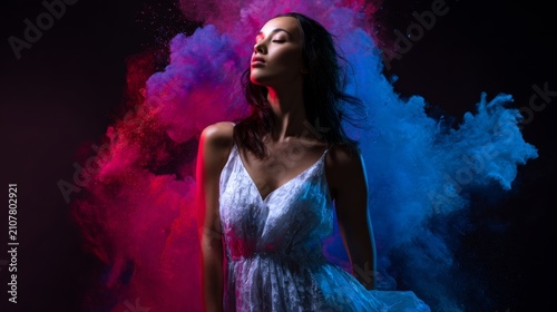 Fashion Portrait with Vibrant Colored Smoke