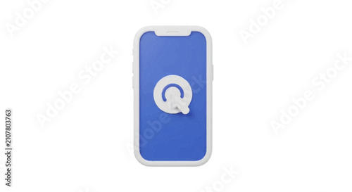 Smartphone with topographic blue screen and central circular icon