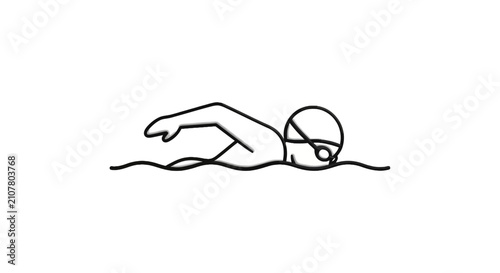 Simple swimmer line drawing performing crawl stroke