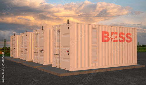 Battery Energy Storage System .3D rendering.