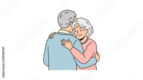 Принти на полотні Elderly Couple Embracing with Love and Affection