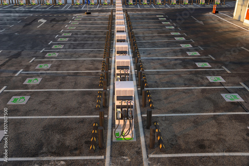Fast charging station for electric cars.3D Render.