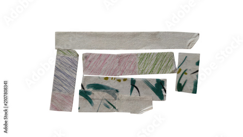 Dynamic layered paper strip collage isolated on transparent background