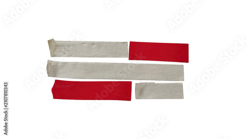 Set of red and white tape strips isolated on transparent background