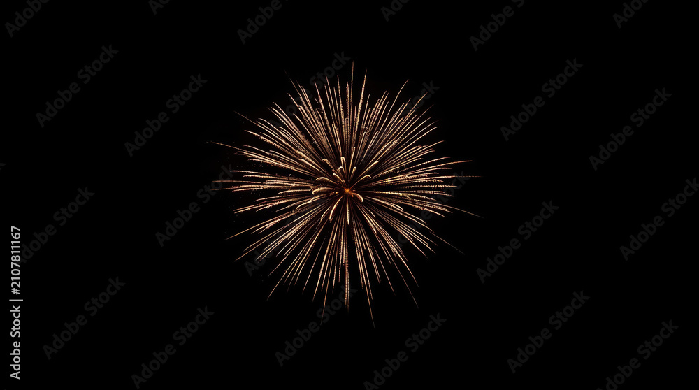 Fototapeta premium Gold burst firework explosion illuminating dark sky with radiant golden trails