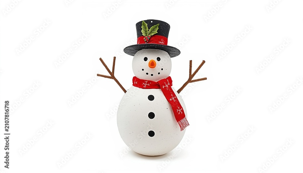 Fototapeta premium Cute Snowman Christmas Decoration Isolated on White Background