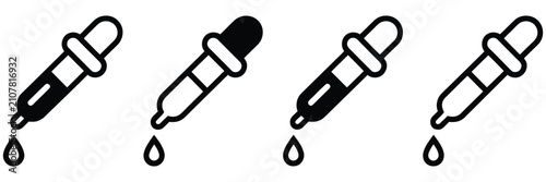Bild auf Leinwand Dropper icon with pipette symbols representing laboratory analysis scientific research medical testing chemistry experiments and liquid measurement, vector design