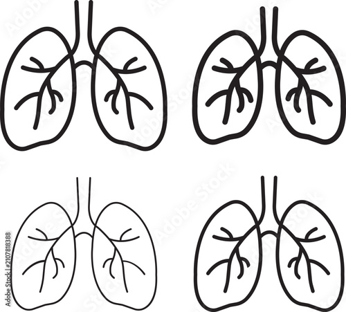 Cuadro en lienzo Lung organ respiratory icons set