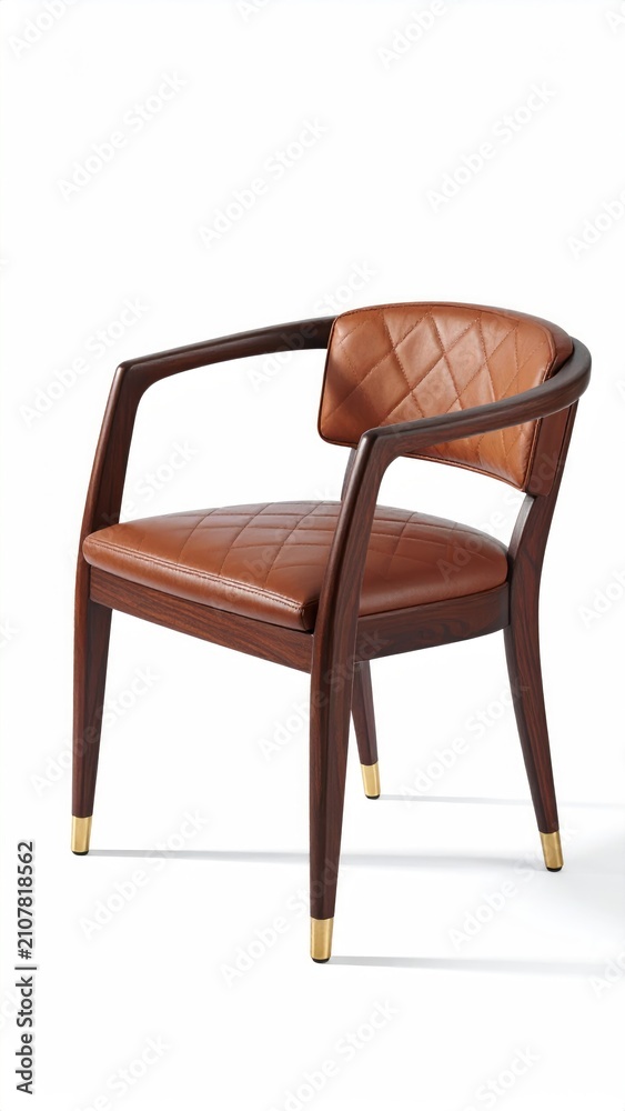 Obraz premium Elegant armchair with quilted leather seat and polished wooden frame