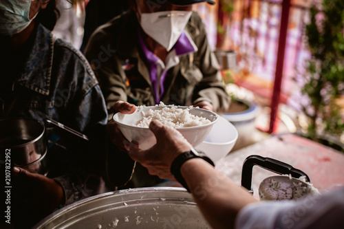 People have requested food from donations , Concept of poverty and hunger