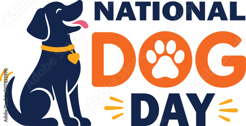 National Dog Day logo vector  white background