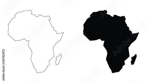 Bild auf Leinwand Africa map vector collection, outline and solid continent silhouettes for geographic education, navigation, travel, atlas, infographic and editorial design