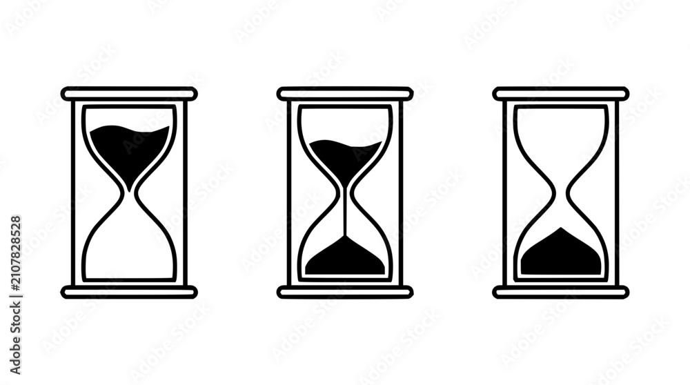 Fototapeta premium Hourglass set with three sand timers featuring vintage style with 2026 date and 202607182049 timestamp