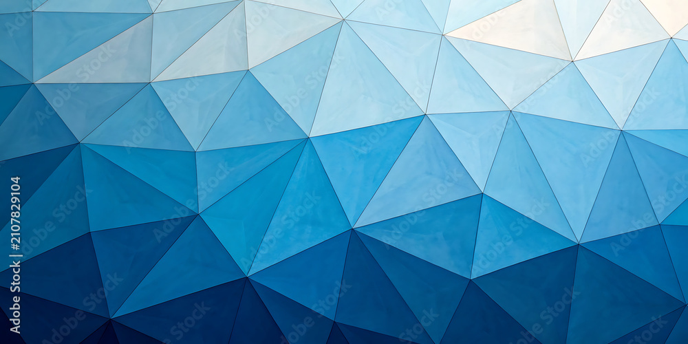Obraz premium Modern blue architectural wall with repeating triangular pattern