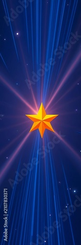 Isolated orange star shooting with streaks of blue in a whimsical, dreamy atmosphere, magical moment, electric blue