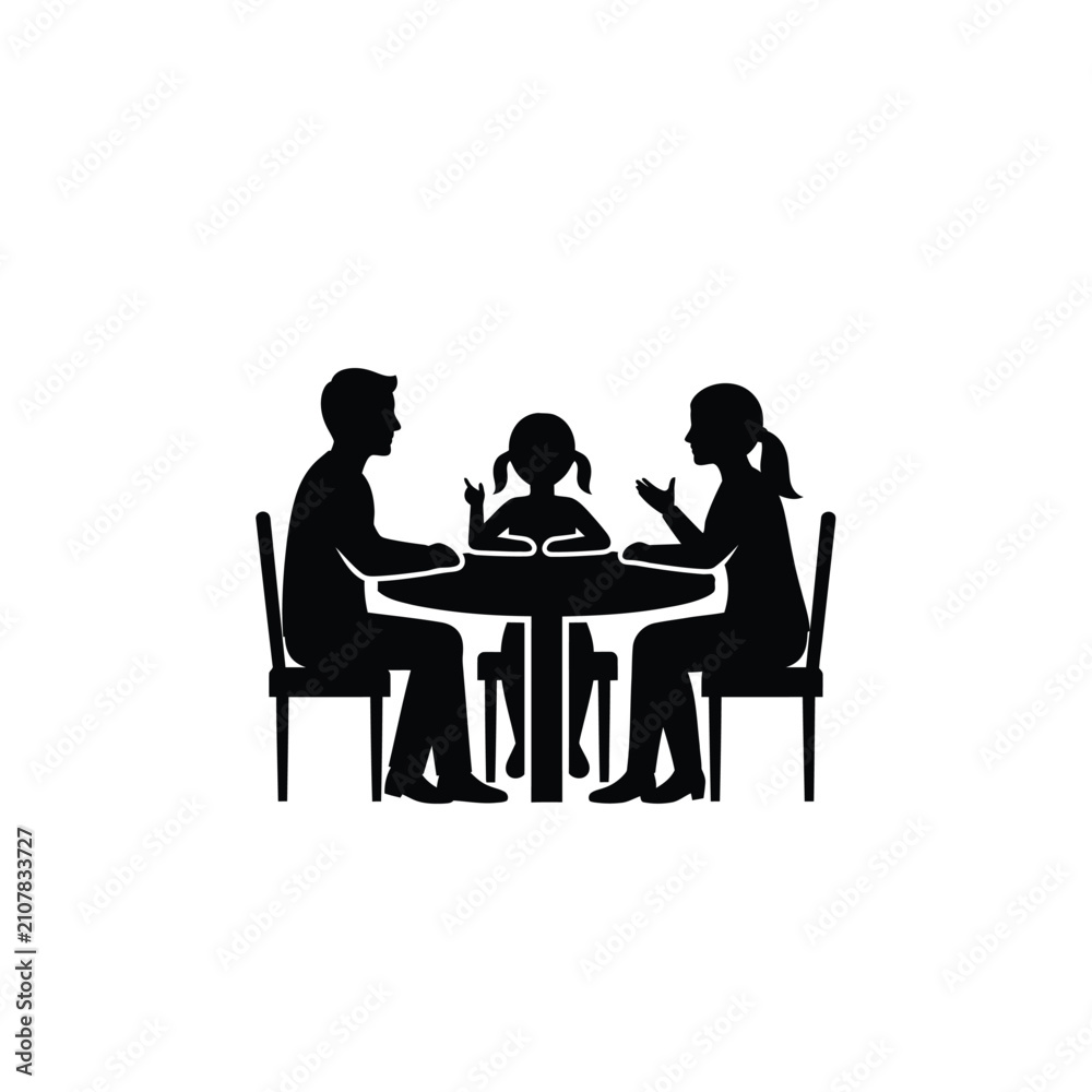 Fototapeta premium Family Sitting Around Table Discussing Matters.
