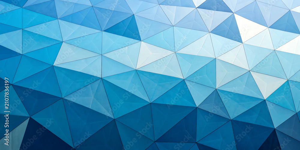 Fototapeta premium Close up view of blue geometric triangular dome panels