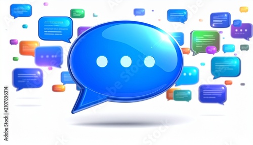 Glossy speech bubble icon, symbol of modern messaging…