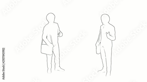 Line Art Two People Conversation Sketch Animation