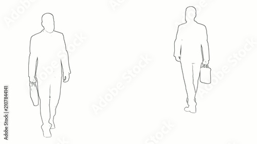 Line Art Walking Person With Bag Animation