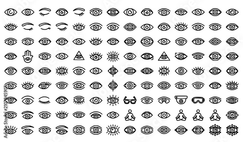 Premium Vector Monochrome Eye Line Art Icon Collection