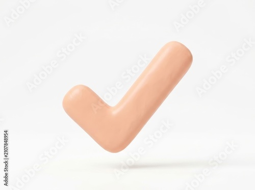 Pastel Peach Clay Checkmark 3D Icon
