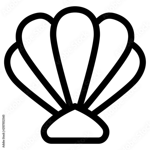 Beach Sand Seashell Clam Line Icon