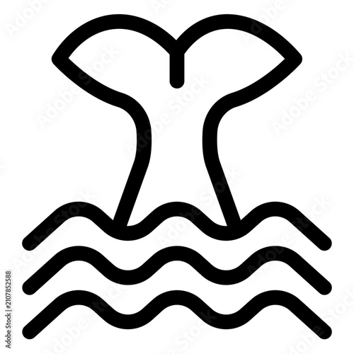 Ocean Whale Tail Diving Line Icon
