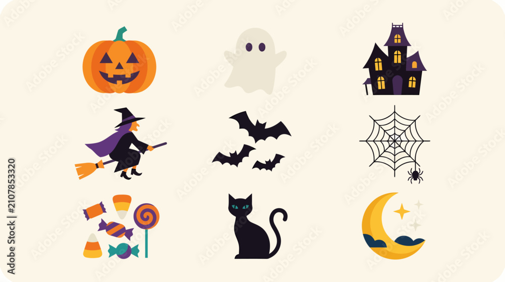 Obraz premium Cute cartoon animals and objects in a playful vector illustration.