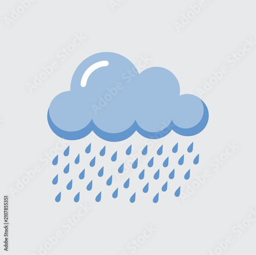 Rain Cloud with Raindrops Illustration, Simple Weather Icon