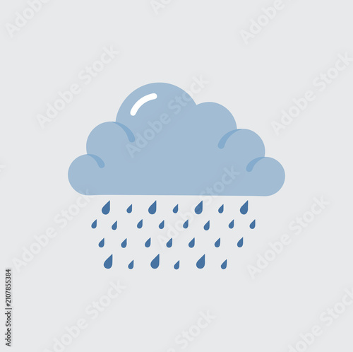 Rain Cloud with Raindrops Illustration, Simple Weather Icon