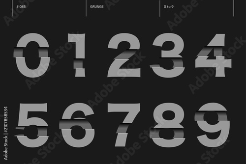 グランジの0から9までの数字のセット_085