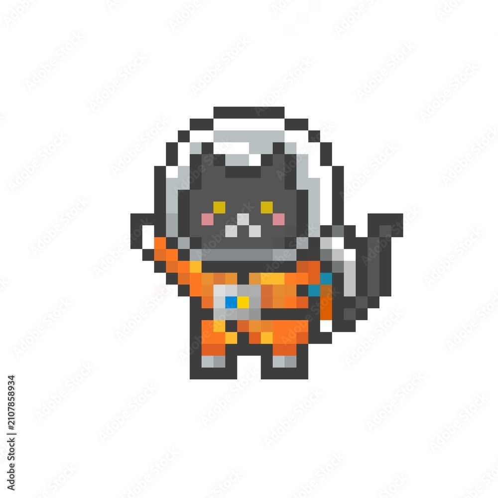 Obraz premium ドット絵の宇宙飛行士な猫