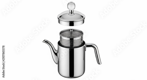 Stainless Steel Oil Dispenser Pot with Fine Mesh Strainer.