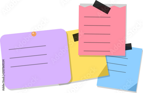 Colorful Flat Design Sticky Notes with Lines for Writing or Planning, Perfect for Office, Education, and Creative Projects