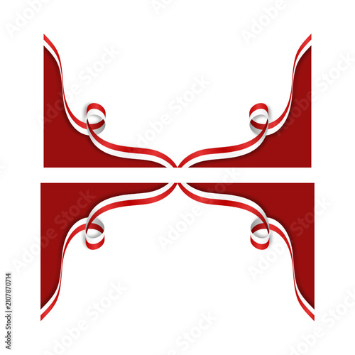 Red and White Ribbon Border Creating Elegant Indonesian Frame Decoration