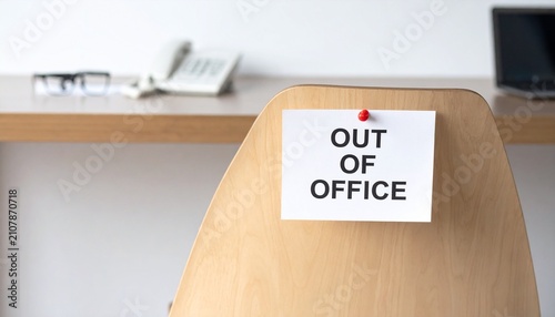 Empty Wooden Office Chair with Pinned 