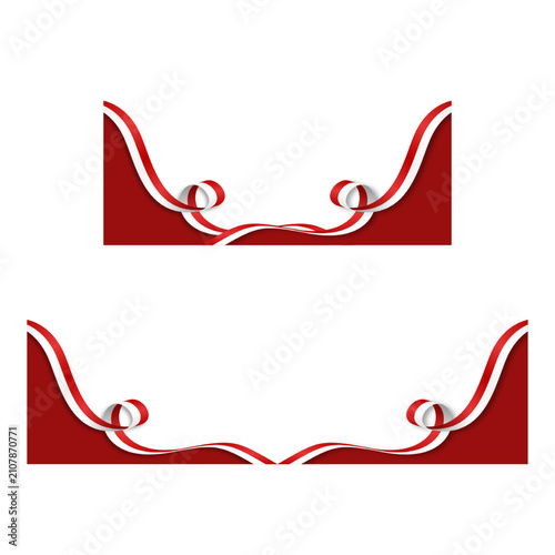 Red and White Ribbon Border Creating Elegant Indonesian Frame Decoration