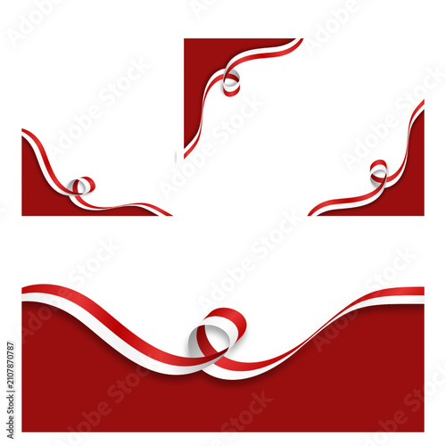 Red and White Ribbon Border Creating Elegant Indonesian Frame Decoration