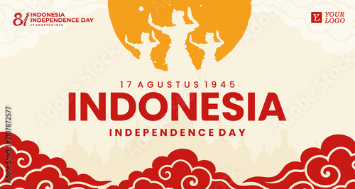 Indonesia Independence Day Banner with Traditional Indonesian Ornament, 17 August National Celebration Background, Cultural Festival Vector Template