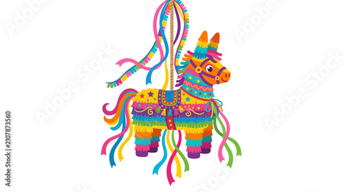 Colorful Festive Donkey Pinata Party Decoration Illustration