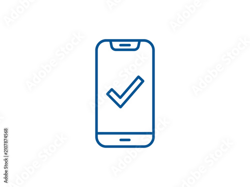 Smartphone with check mark on screen.