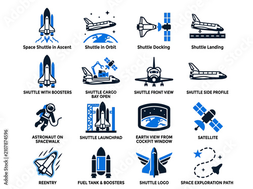 Space Shuttle Icons and Symbols.