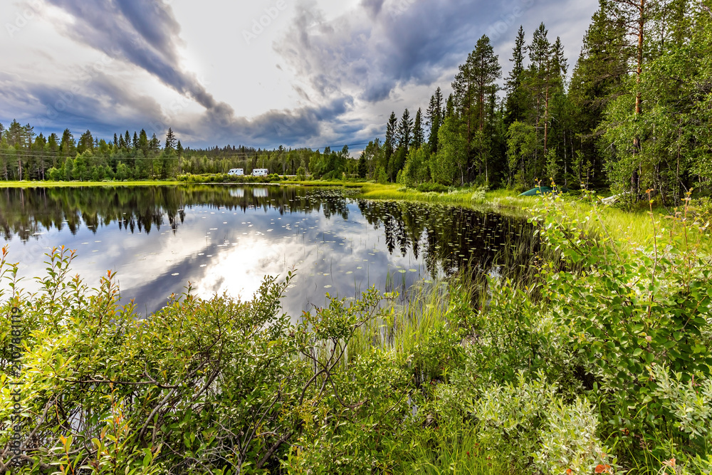 Fototapeta premium The forest are reflected in the lake