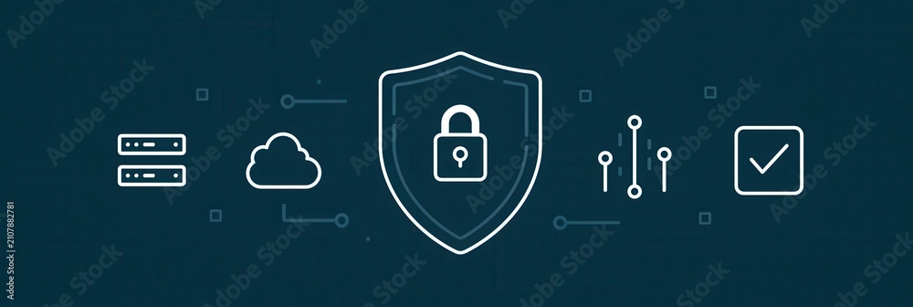 Naklejka premium server links threat risk shield enterprise cybersecurity and business through conversion driven insight
