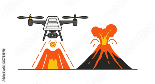 Foto Drone conducting scientific research over active volcano